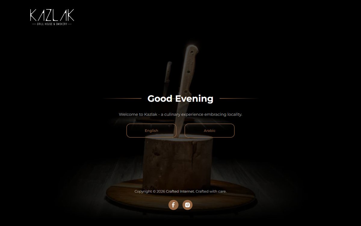 Kazlak — Grill House & Smokery — website